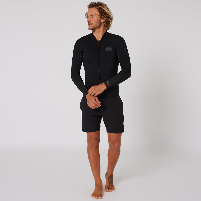 Load image into Gallery viewer, O&E Double Black Long Sleeve Frontzip Paddle Vest - 1.5mm
