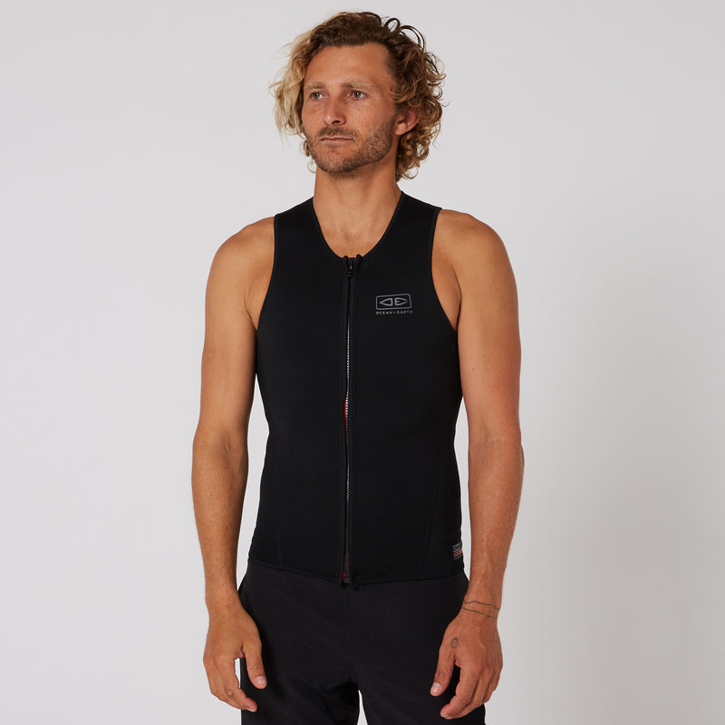 Load image into Gallery viewer, O&E Double Black Sleeveless Frontzip Paddle Vest - 1.5mm
