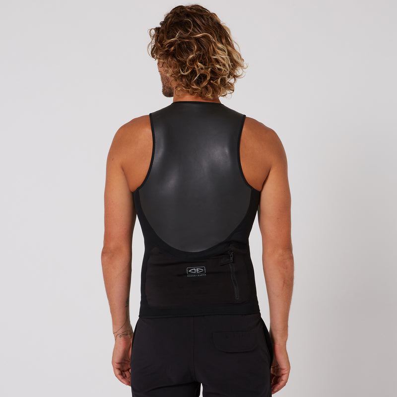 Load image into Gallery viewer, O&E Double Black Sleeveless Frontzip Paddle Vest - 1.5mm
