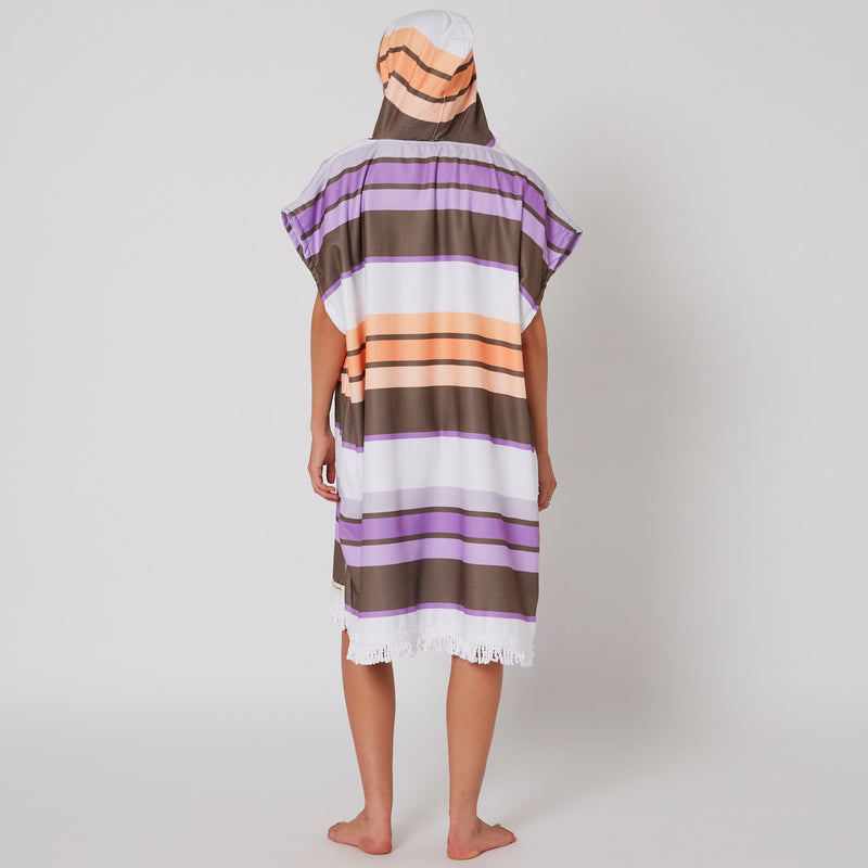 Load image into Gallery viewer, O&E Ladies Sunkissed Hooded Poncho - Apricot/Violet
