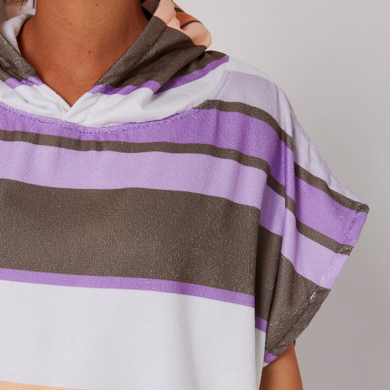 Load image into Gallery viewer, O&E Ladies Sunkissed Hooded Poncho - Apricot/Violet