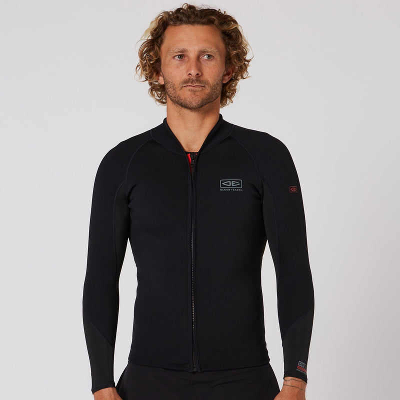 Load image into Gallery viewer, O&E Double Black Long Sleeve Frontzip Paddle Vest - 1.5mm
