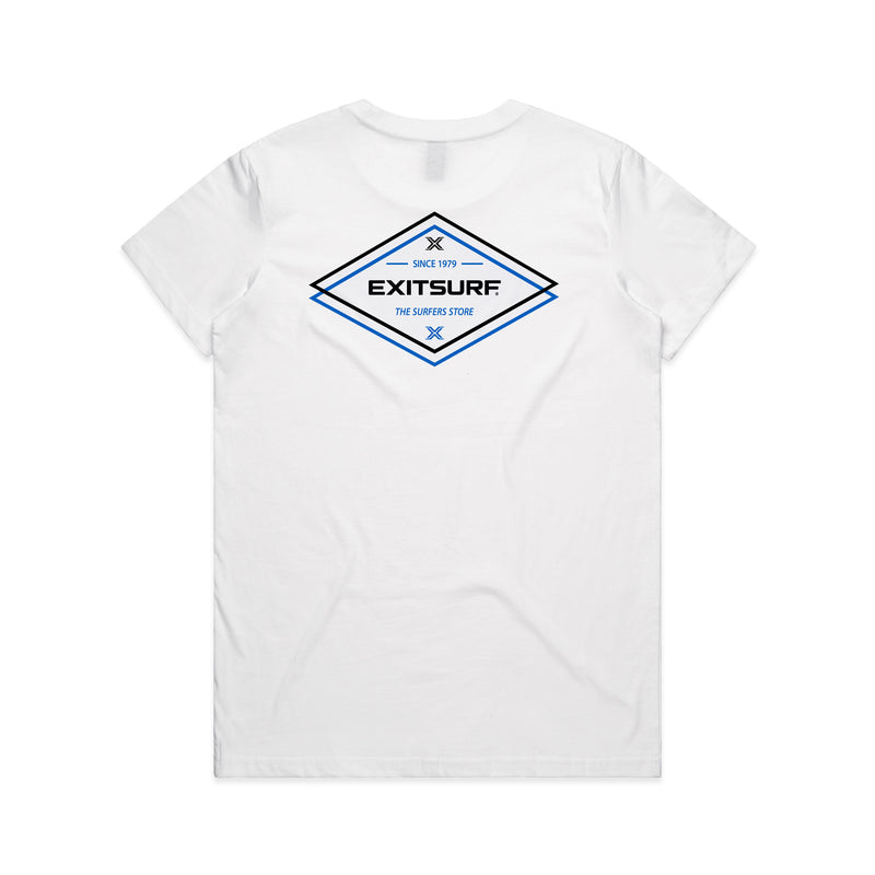 Load image into Gallery viewer, Exit Surf Ladies Diamond Back Tee - White
