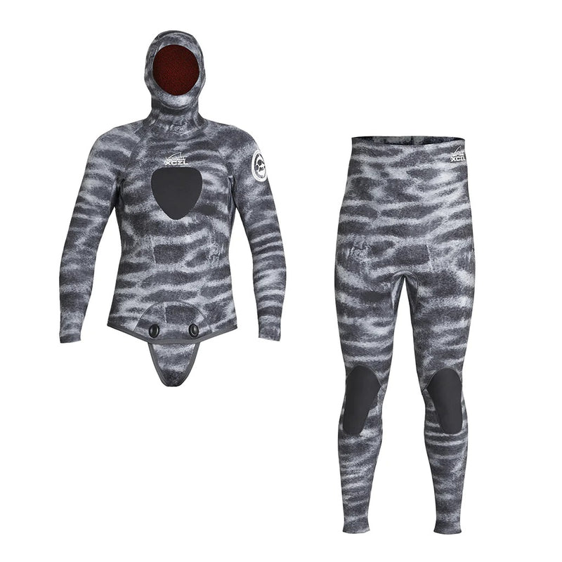 Load image into Gallery viewer, Xcel Free-Diver 5mm 2-Piece Hooded Wetsuit - Tiger Shark