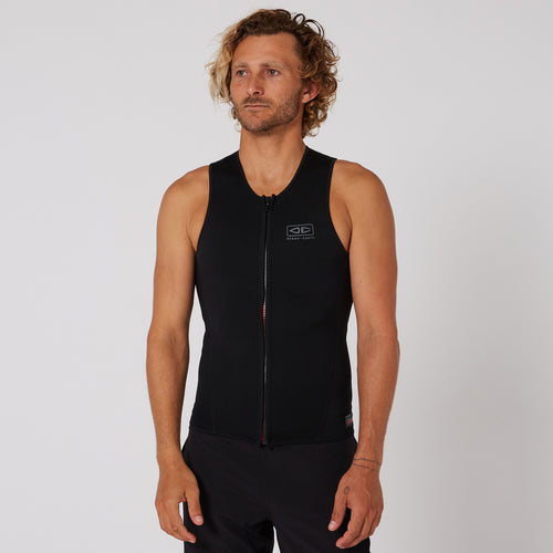 O&E Double Black Sleeveless Frontzip Paddle Vest - 1.5mm