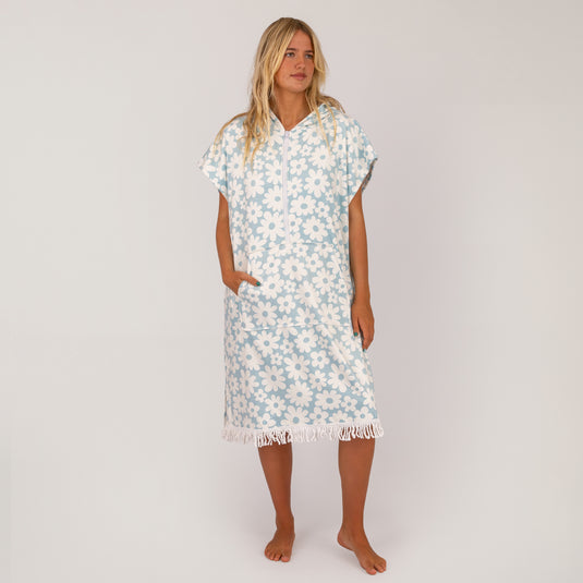 O&E Ladies Daisy Zip Front Hooded Poncho