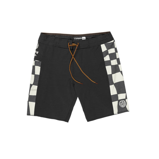 Captain Fin Keyhole Fire Check Boardshort - Black