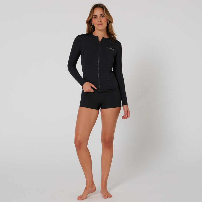 Load image into Gallery viewer, O&amp;E Ladies Oceana L/S Zip Rash Top
