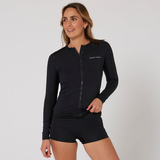 O&E Ladies Oceana L/S Zip Rash Top