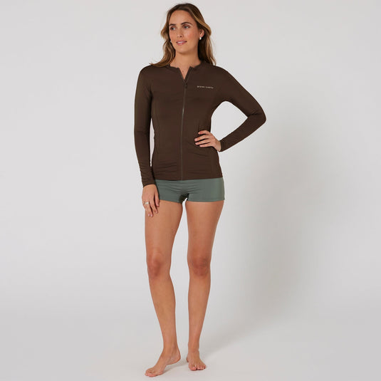 O&E Ladies Oceana L/S Zip Rash Top