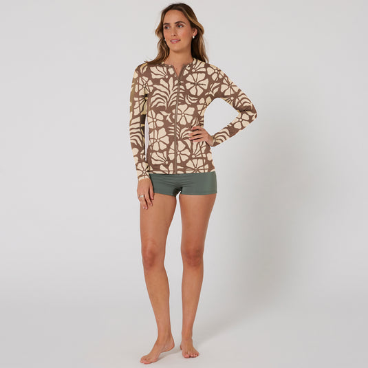 O&E Ladies Oceana L/S Zip Rash Top