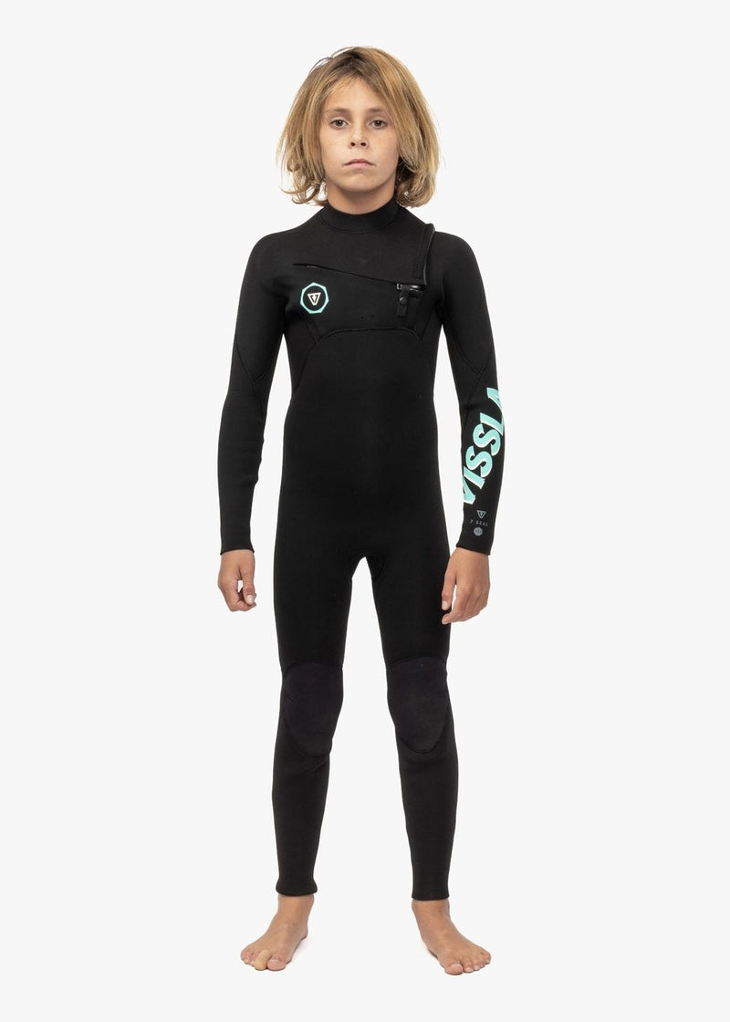 Load image into Gallery viewer, Vissla Boys 7 Seas 4/3mm Chest Zip Steamer - BLK

