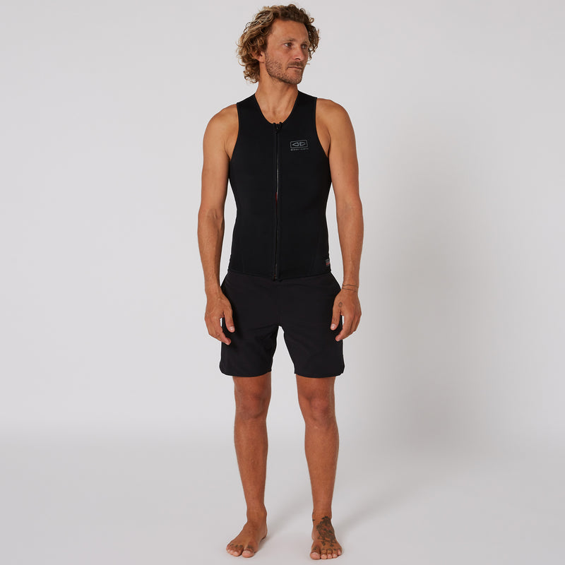 Load image into Gallery viewer, O&amp;E Double Black Sleeveless Frontzip Paddle Vest - 1.5mm
