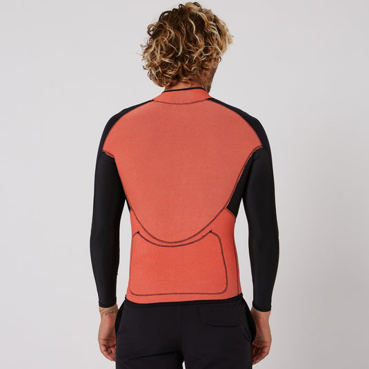 O&E Double Black Long Sleeve Frontzip Paddle Vest - 1.5mm