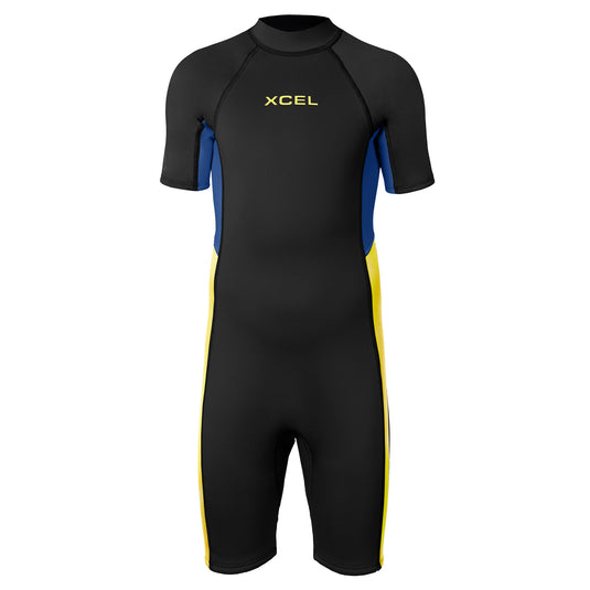 Xcel Youth Axis 2mm S/S Springsuit - Black/Navy/Marigold