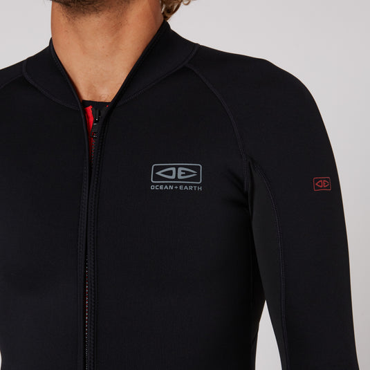 O&E Double Black Long Sleeve Frontzip Paddle Vest - 1.5mm