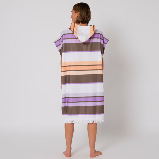 O&E Ladies Sunkissed Hooded Poncho - Apricot/Violet