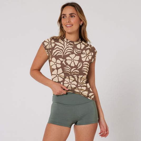 O&E Ladies Eclipse Cap Sleeve Rash Vest
