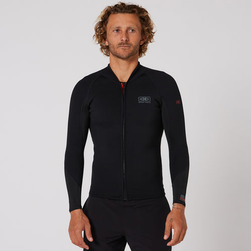 O&E Double Black Long Sleeve Frontzip Paddle Vest - 1.5mm