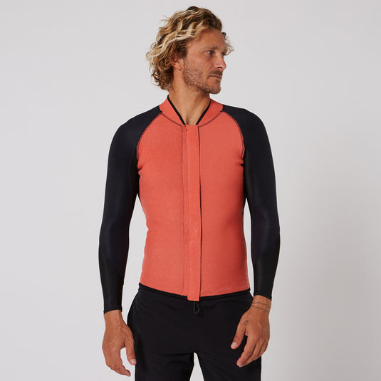 O&E Double Black Long Sleeve Frontzip Paddle Vest - 1.5mm