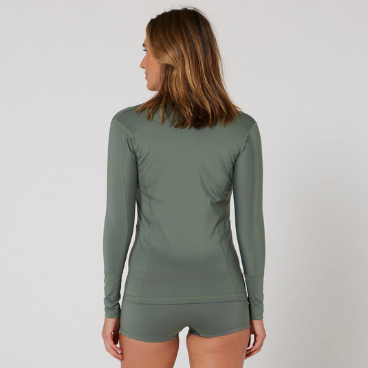 O&E Ladies Oceana L/S Zip Rash Top