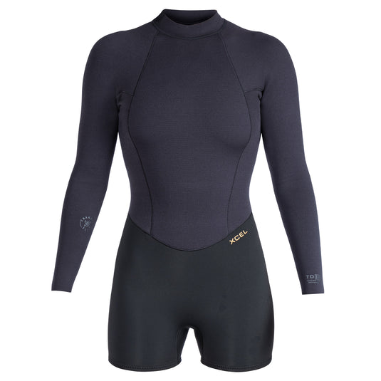Xcel Ladies Comp + 2/1.5mm L/S Backzip Springsuit - BLK