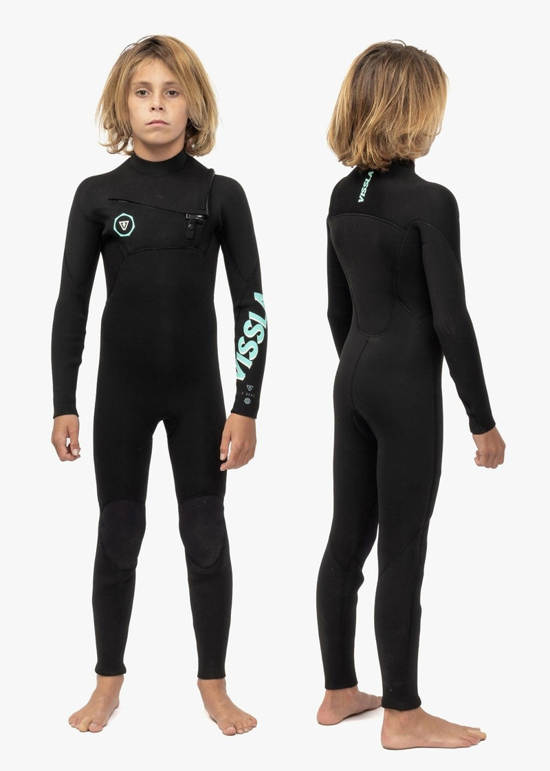 Load image into Gallery viewer, Vissla Boys 7 Seas 4/3mm Chest Zip Steamer - BLK
