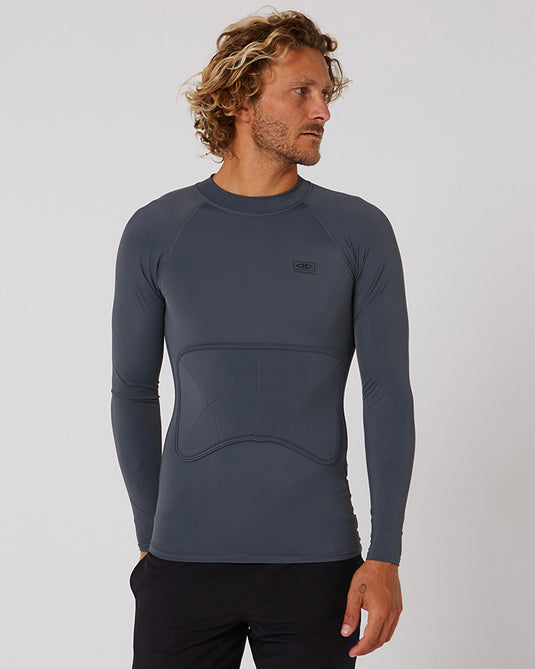 O&E Rib Guard Padded Long Sleeve Top - Charcoal