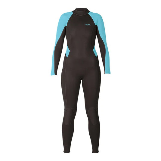 Xcel Ladies Axis Flatlock 3/2MM Backzip - Blk/Glacier Blue