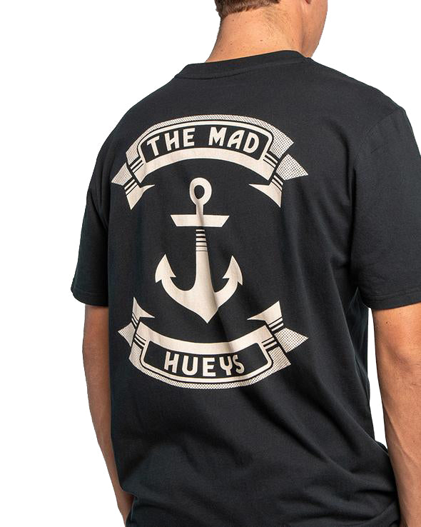 Load image into Gallery viewer, The Mad Hueys Retro Anchor Tee - Black
