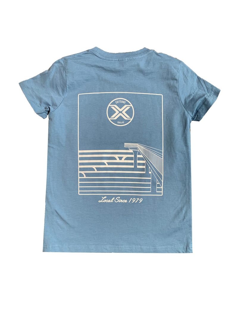 Load image into Gallery viewer, Exit Surf Youth Local Lines Tee - New Brighton - Blue
