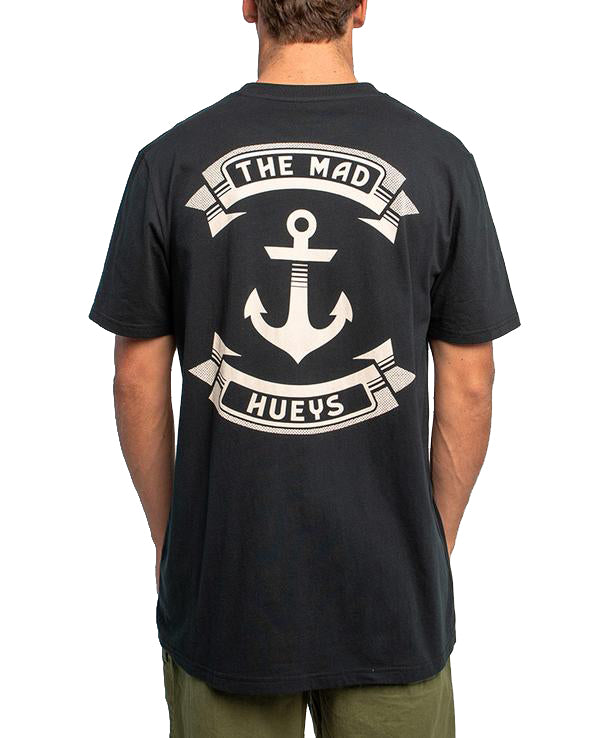 Load image into Gallery viewer, The Mad Hueys Retro Anchor Tee - Black
