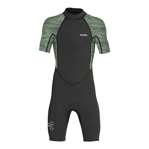 Xcel Youth Axis 2mm S/S Springsuit - Black/Green Camo