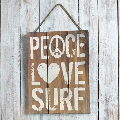 Wooden Sign - Peace Love Surf
