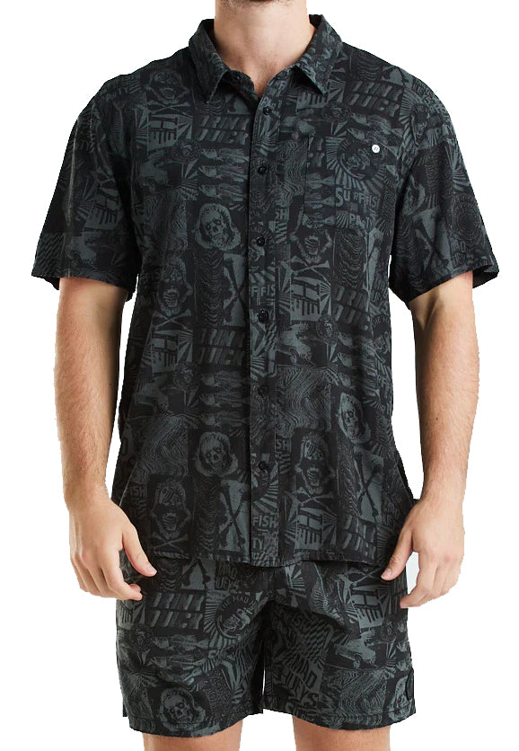 Load image into Gallery viewer, The Mad Hueys Drink Quick II Woven Shirt - Vintage Black
